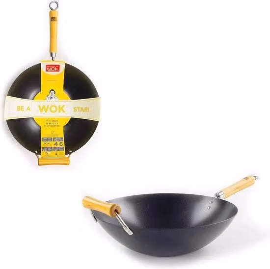 Wok in acciaio di carbonio con rivestimento antifiamma - 36 cm