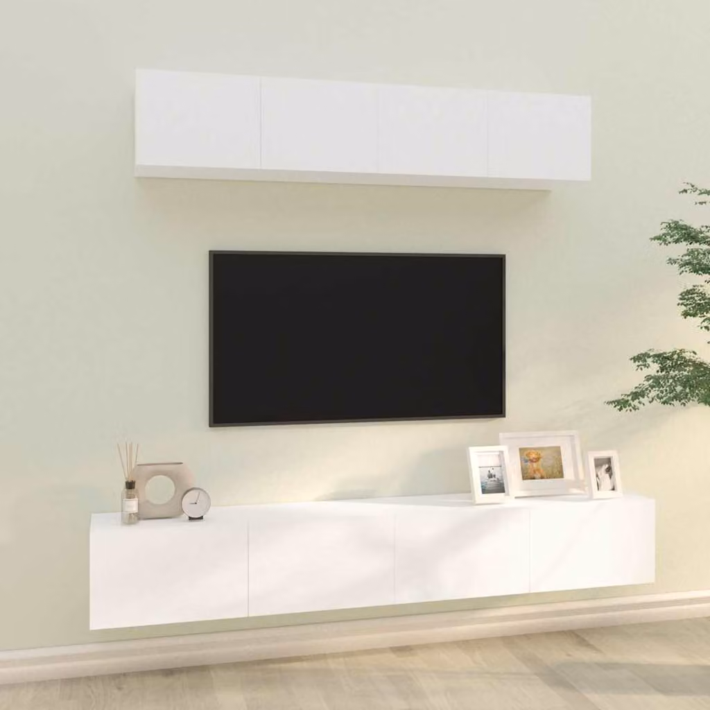 Set di Mobili Porta TV 4 pz vidaXL Bianco in Legno e MDF – 1