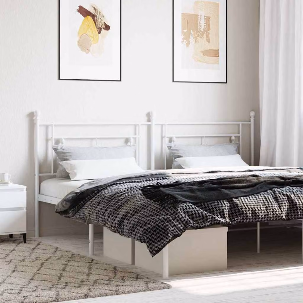 Testiera di ricambio in metallo vidaXL in stile classico, colore bianco, L: 198 cm