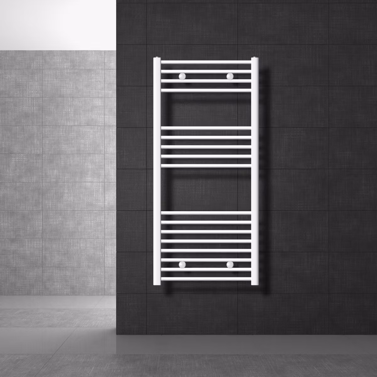 LuxeBath radiatore da bagno 600 x 1200 mm - bianco - curvo con attacco laterale - radiatore di design scaldasalviette asciugacapelli, senza elemento riscaldante