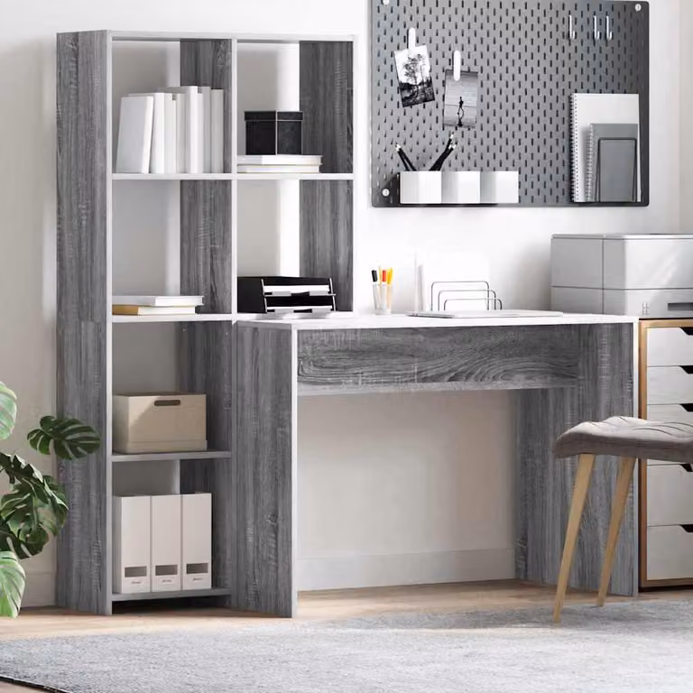 Maison Exclusive - Scrivania Grigio Sonoma 138,5 x 55 x 143 cm Legno multistrato