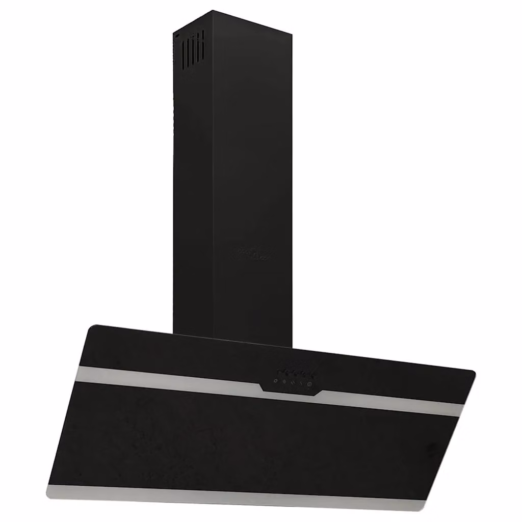 vidaXL Cappa a Parete in Acciaio e Vetro Temperato Nero con Display LED e Funzione Aspirazione o Ricircolo – 2