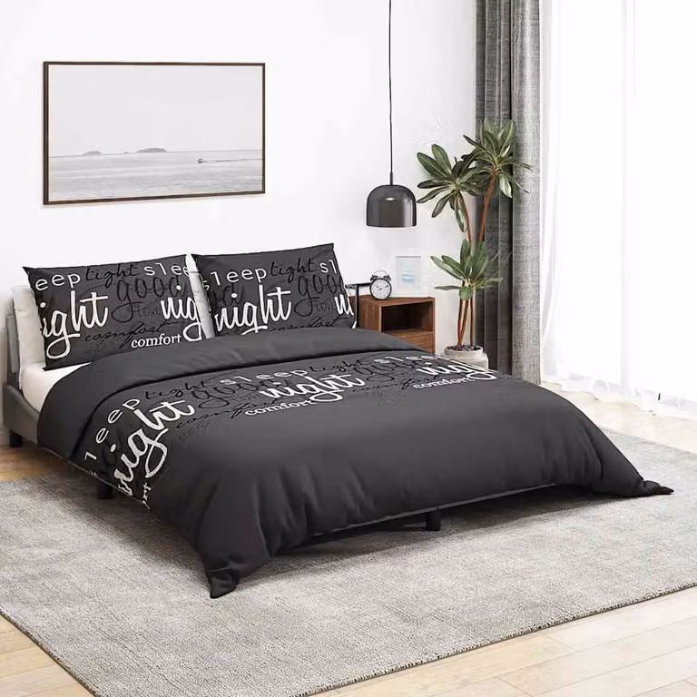 Set Copripiumino e Federe vidaXL in Cotone Nero e Bianco 260 x 220 cm