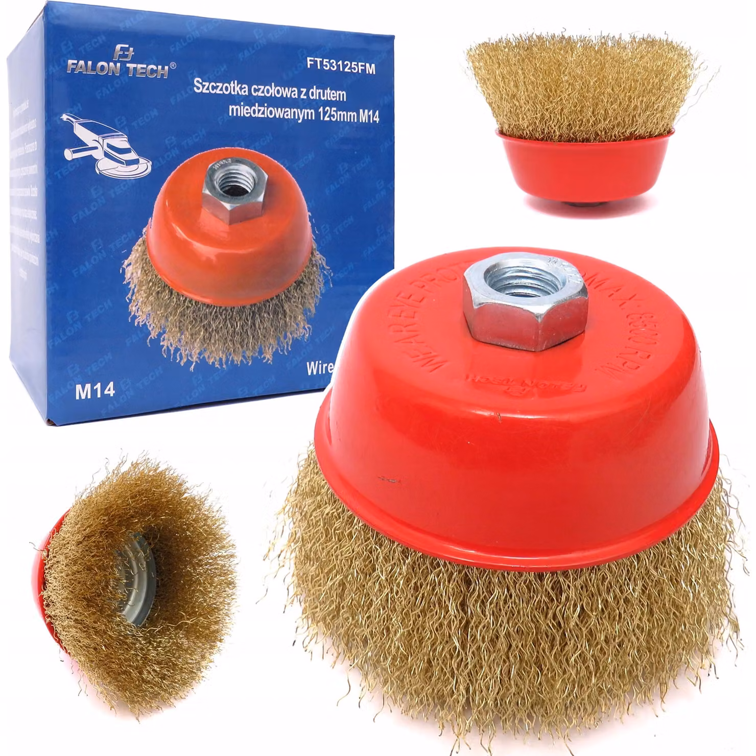 Spazzola di ottone per trapano, attacco M14, 75 mm