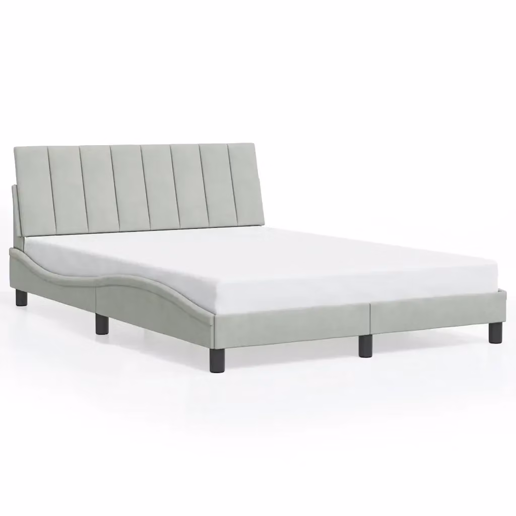 vidaXL Giroletto Hanko senza Materasso in Velluto Grigio Chiaro 140x200 cm – 2