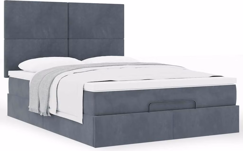 Struttura Letto Pouf con Materassi 140x190 cm Velluto