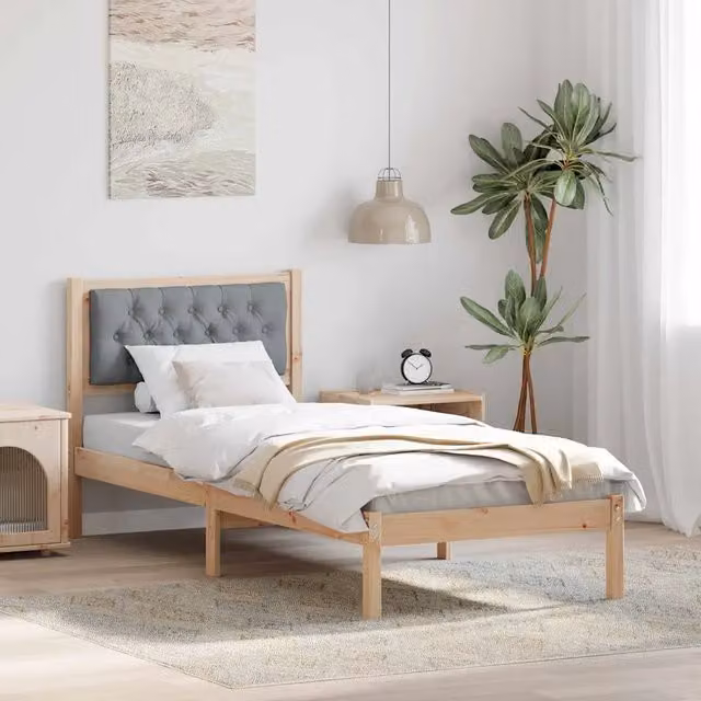 Struttura letto in pino massello con giroletto grigio chiaro L/P/H: 190 x 90 x 25 cm – 1