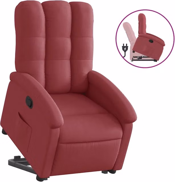 Poltrona | Sedia Relax Alzapersona Reclinabile Rosso Vino in Tessuto