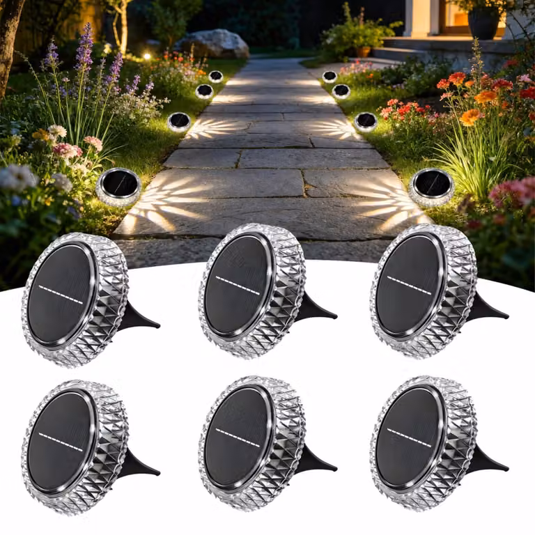 6 lampade solari da esterno, luci LED per giardino impermeabili a forma di diamante