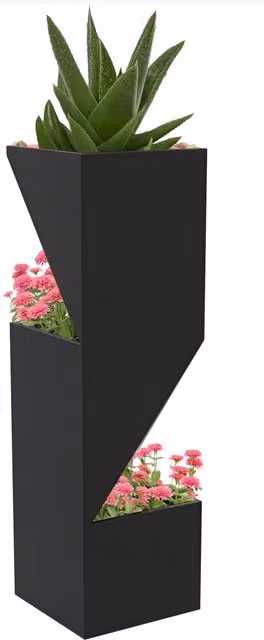 Fioriera da esterno Zephmum in metallo nero L/P/H: 30 x 30 x 100 cm – 1
