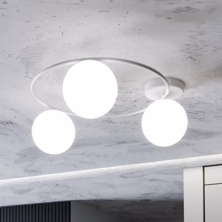 Plafoniera soffitto Ascella EMIBIG LIGHTING, dimmerabile, Bianco / Opale, Soggiorno / Sala da pranzo, Metallo, Moderno, Plafoniera