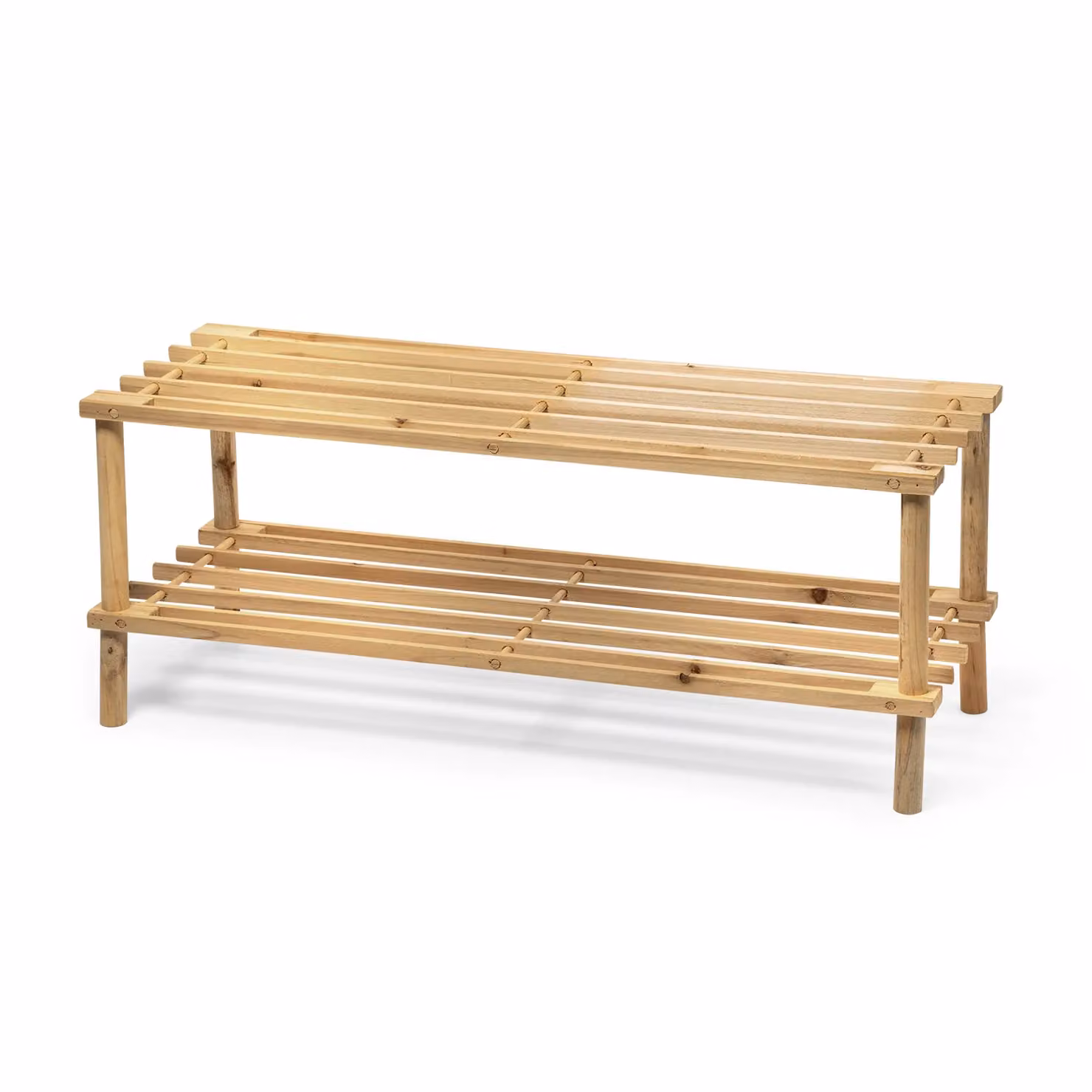 Scaffale Multiuso in Legno di Abete VESTIAMO CASA Linea Woodhandy Beige, 2 Ripiani, H 30 cm x L 74 cm x P 26 cm