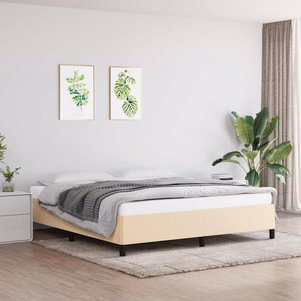 vidaXL Giroletto senza Materasso in Tessuto Beige L: 160 cm, P: 200 cm