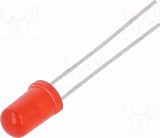 1x LED HLMP-EG55-GK0DD, diodo LED a foro passante, 5mm, 20mA, rosso, 1,9÷2,4V, 140÷400mcd, angolo di emissione 55°