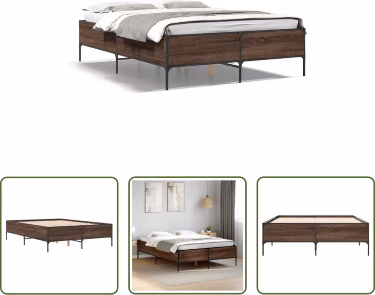 The Living Store Struttura letto in rovere marrone 150x200 cm Materiale legno Metallo