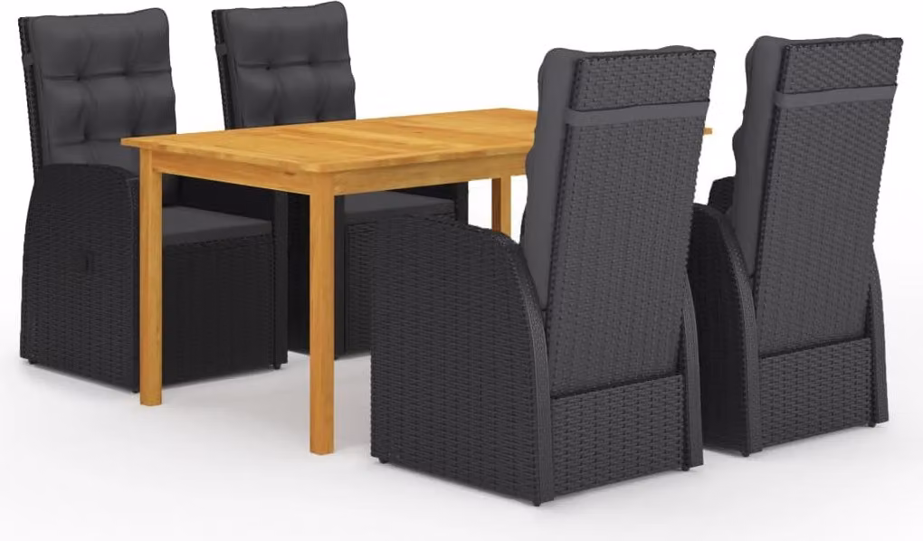 Maison Exclusive - Set da pranzo da giardino 5 pezzi nero