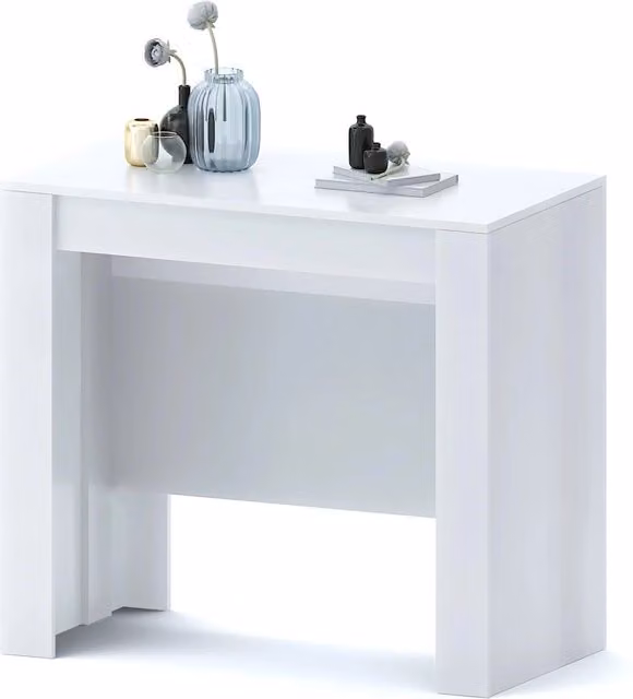 Tavolo Consolle Allungabile Oslo Plus Fino A 3 Metri, Tavolo 14 Posti Salvaspazio Multiposizione, Design Moderno Ed Elegante, Consolle per Casa E Ufficio, 78 x 51 x 90 cm, Colore Bianco Lucido