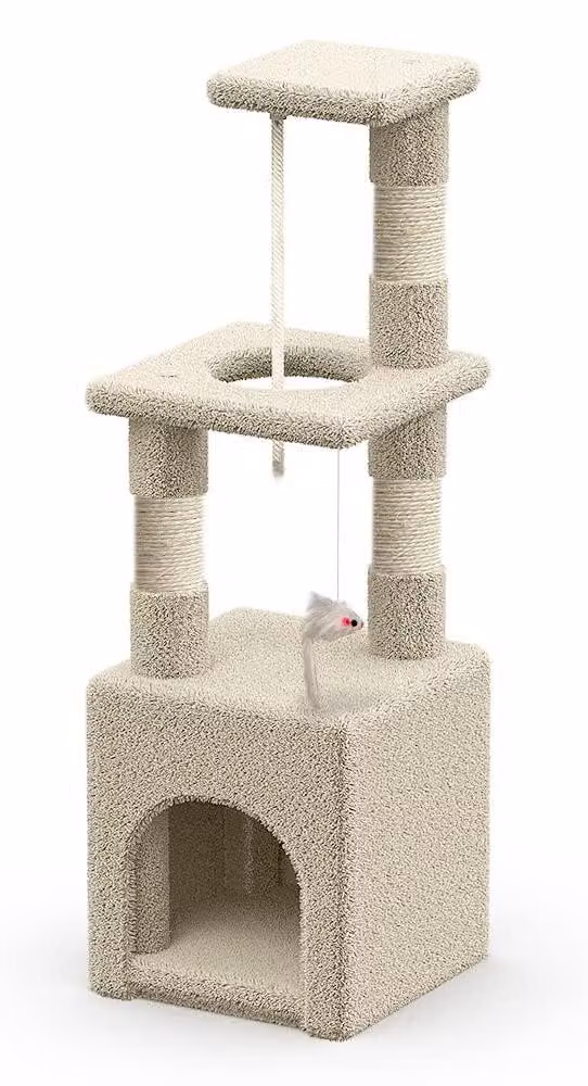 VOUNOT® Tiragraffi piccolo, tiragraffi per gatti, tiragraffi stabile, altezza 88 cm, beige