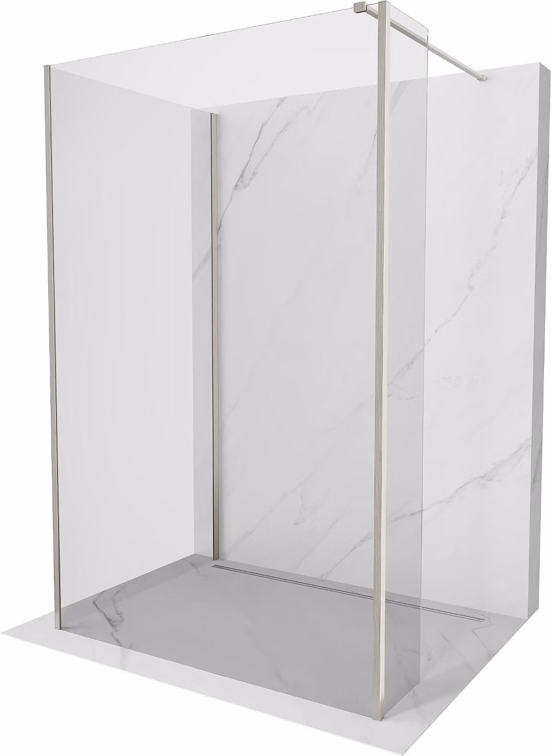 Mexen Kioto parete doccia Walk-in 110 x 75 x 30 cm, trasparente, nichel spazzolato - 800-110-075-221-97-00-030