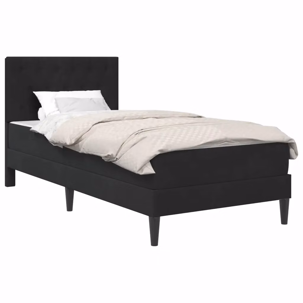Letto imbottito con materasso vidaXL in velluto nero L/P/H: 90 x 190 x 94 cm – 2