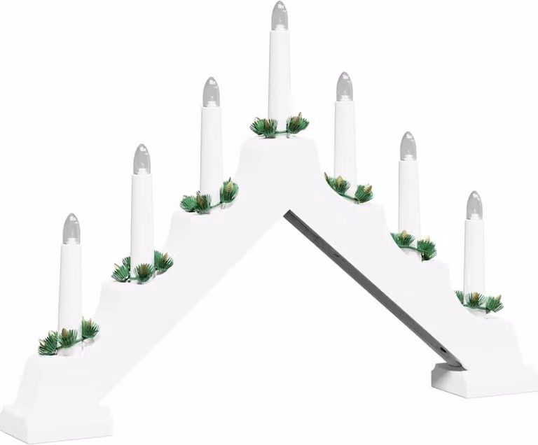 Ponte con Candele di Natale con 7 LED Bianco 39.5 x 5 x 29 cm