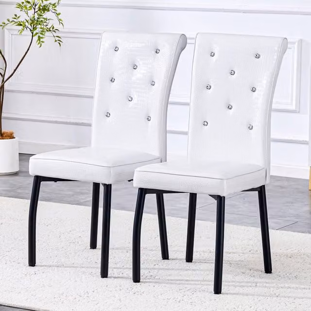 Set di sedie da pranzo FOLYNA con rivestimento in PVC effetto coccodrillo e gambe in metallo, L: 49.5 cm, P: 46 cm, H: 76 cm
