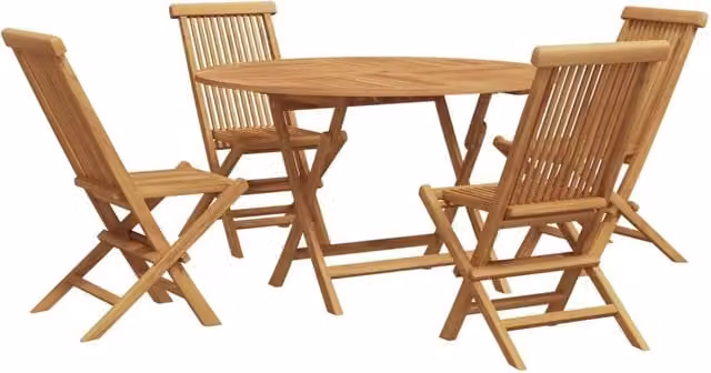 Set da Pranzo per Giardino 5 pcs Marrone Legno di teak solido 3385967