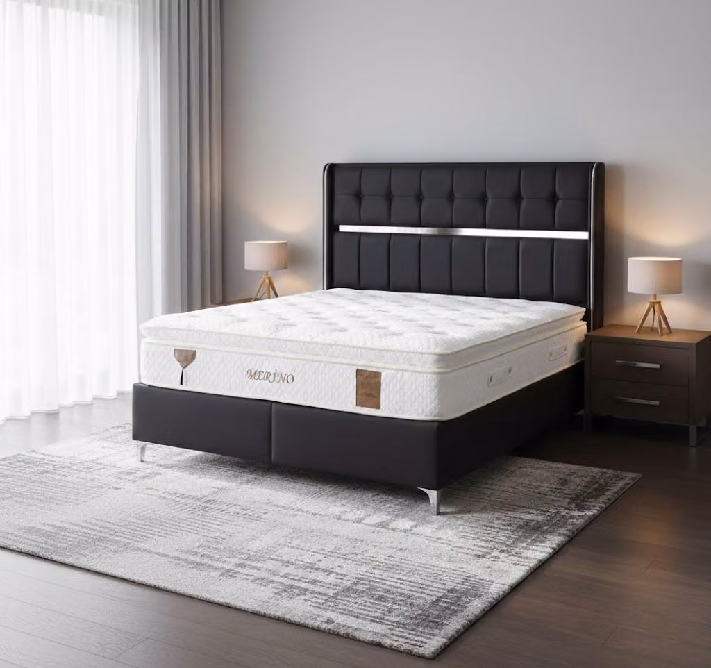 Letto elegante con testiera di alta qualità e struttura robusta