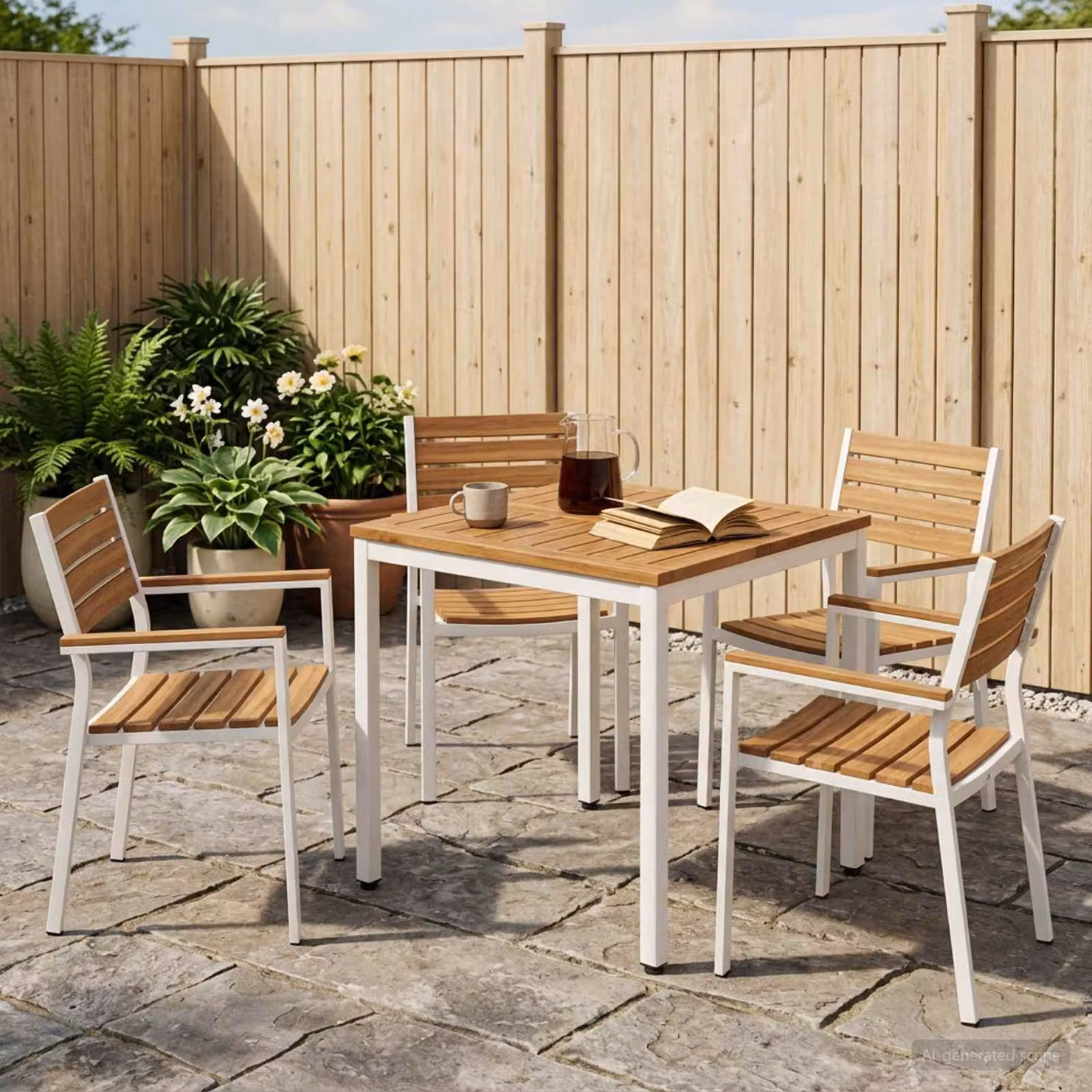 vidaXL Tavolo da giardino in legno di acacia stile rustico, L/P/H: 60 x 60,5 x 75 cm