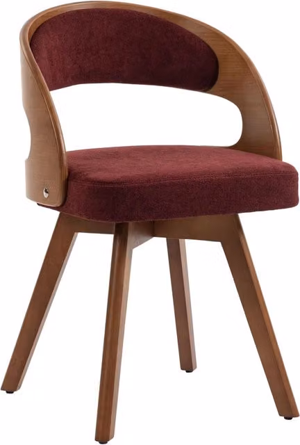 Set di 2 Sedie da Pranzo Girevoli in Legno con Cuscino in Lino Rosso Vino