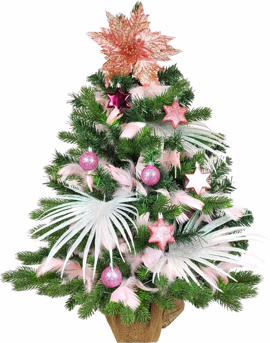Albero di Natale artificiale decorato STELLINA DA FIABA 60 cm con illuminazione a LED IN VASO