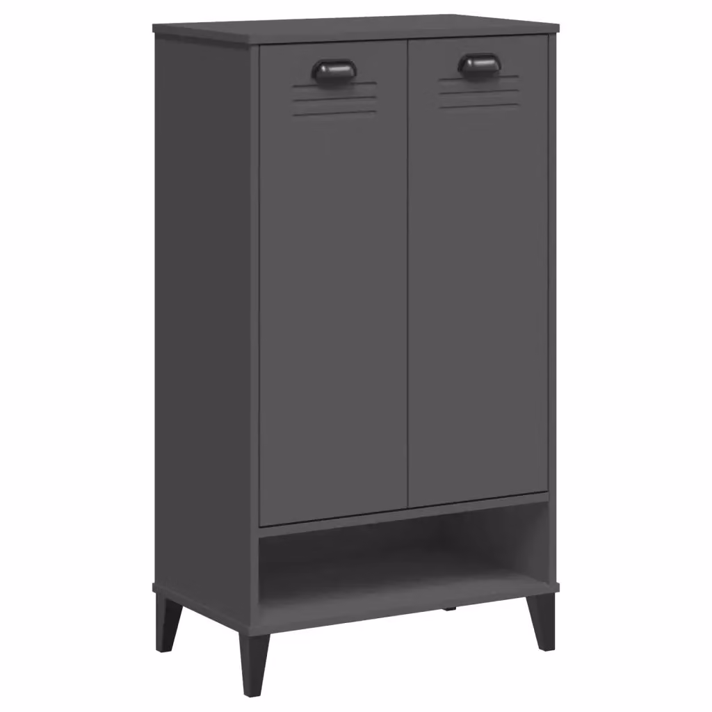 Scarpiera moderna vidaXL in legno e MDF Grigio Antracite opaco con ante a battente e ripiani interni, da appendere al muro, L: 60 cm, P: 35 cm, H: 107 cm – 2