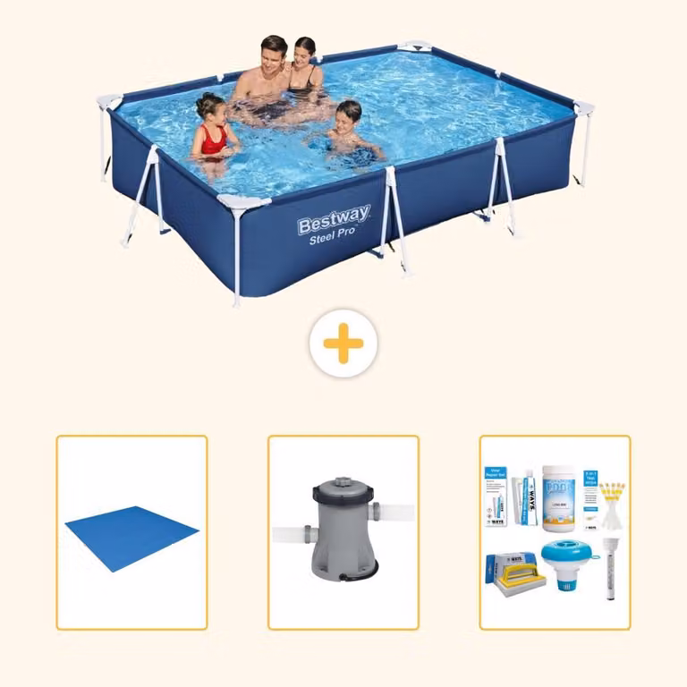 Bestway Steel Pro, piscina rettangolare - 300x201x66 cm - 4 pezzi - Modello S22299