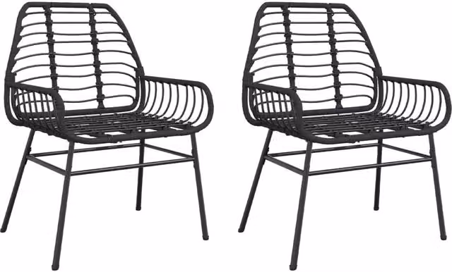 Set di 2 sedie da giardino vidaXL in polyrattan nero con braccioli e resistenza ai raggi UV