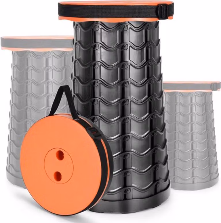 Sedia pieghevole telescopica mini, con altezza regolabile da 6,5 a 45 cm, sedia leggera ideale per campeggio, pesca e barbecue, con una capacità di carico fino a 180 kg
