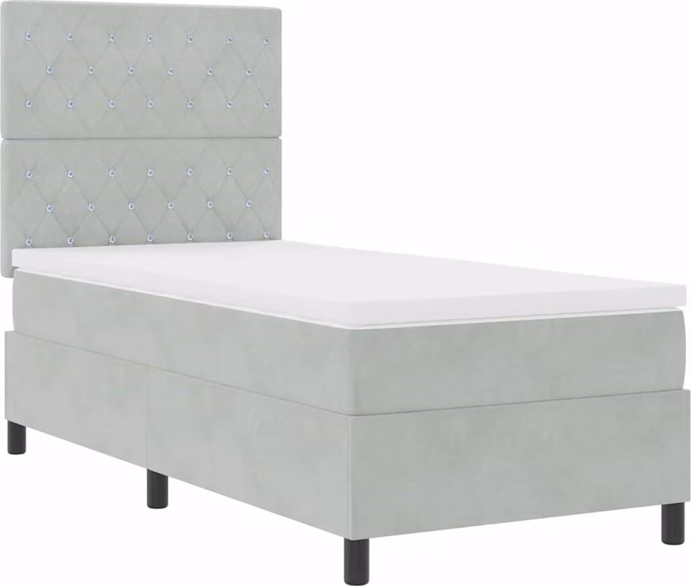 Letto a molle LED con materasso grigio chiaro 90 x 200 cm in velluto