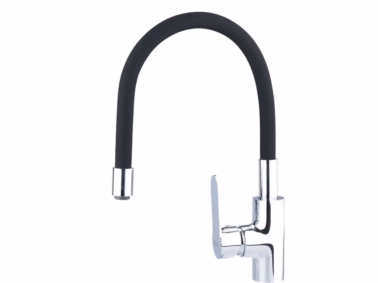 Miscelatore per lavabo, verticale con braccio flessibile, 35 mm, nero