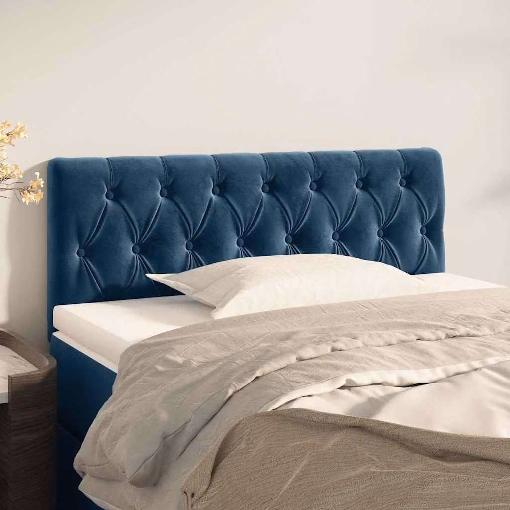 Testiera per letto vidaXL in velluto blu scuro, L: 90 cm, P: 7 cm, H: 78-88 cm