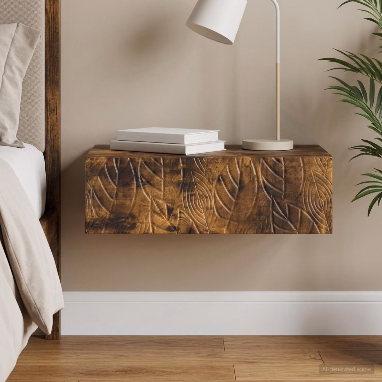 vidaXL Tavolino da Parete Laterale Moderno in Rovere Fumo L: 59 cm, P: 34,5 cm, H: 17 cm