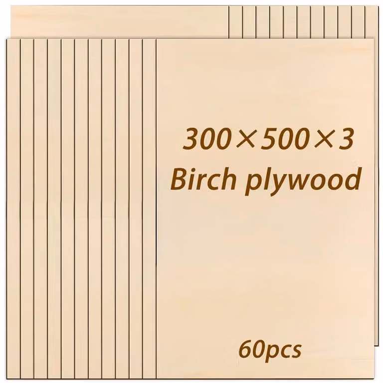 Compensato di legno di tiglio – Pannelli di legno non trattati – 60 pezzi – 30 x 50 cm – 3 mm – Ideali per incisione e taglio laser – Pittura e modellismo