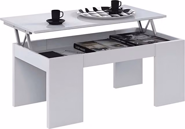 Tavolino da caffè moderno Salone Srl con contenitore sollevabile bianco L: 100 cm, P: 43 cm, H: 50 cm