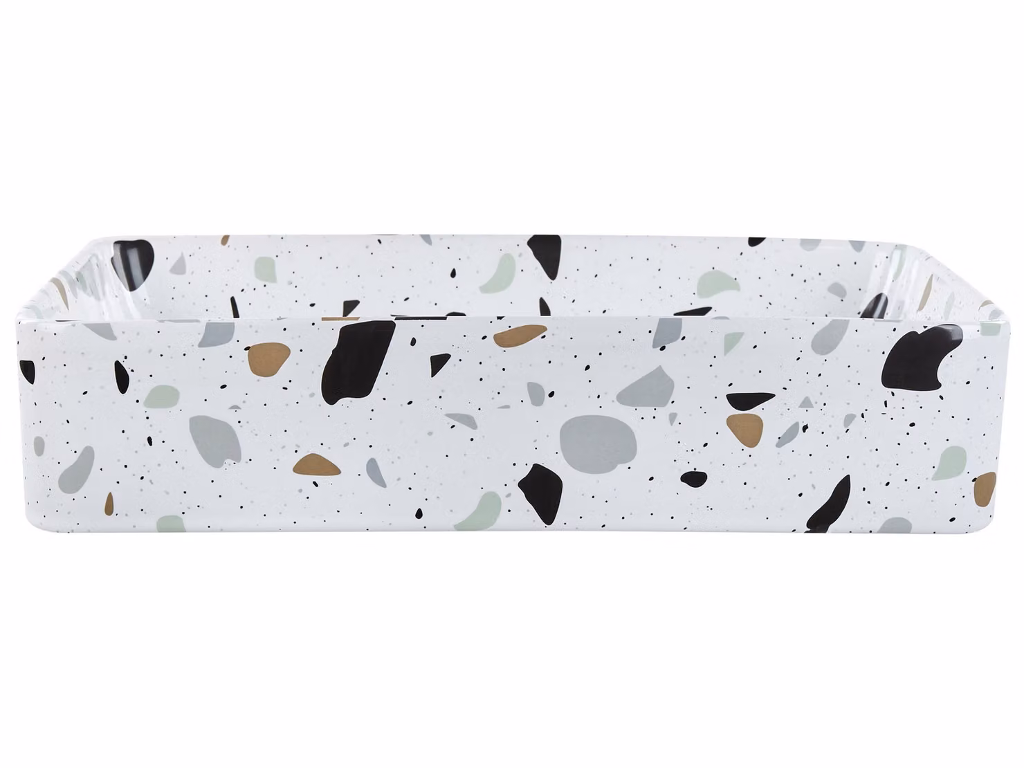 BELIANI Lavabo da appoggio in Vetroceramica bianca effetto terrazzo 51 x 34 cm cm forma rettangolare stile moderno bagno