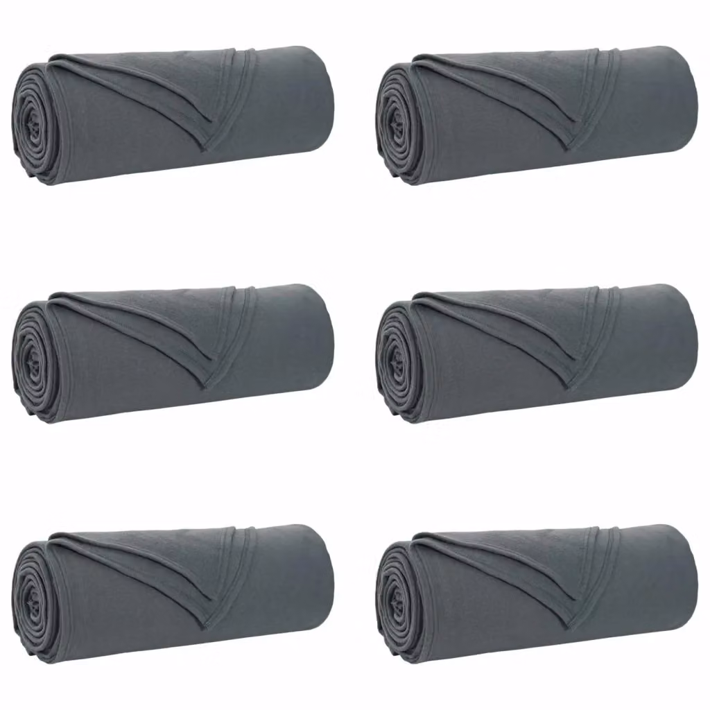 Set di 6 coperte in pile vidaXL grigio, morbide e lavabili, L 350 x P 270 cm – 2