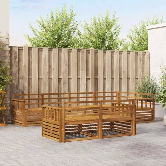 Set di divani da esterno 7 pz Naturale Legno di Acacia Massello 3373609