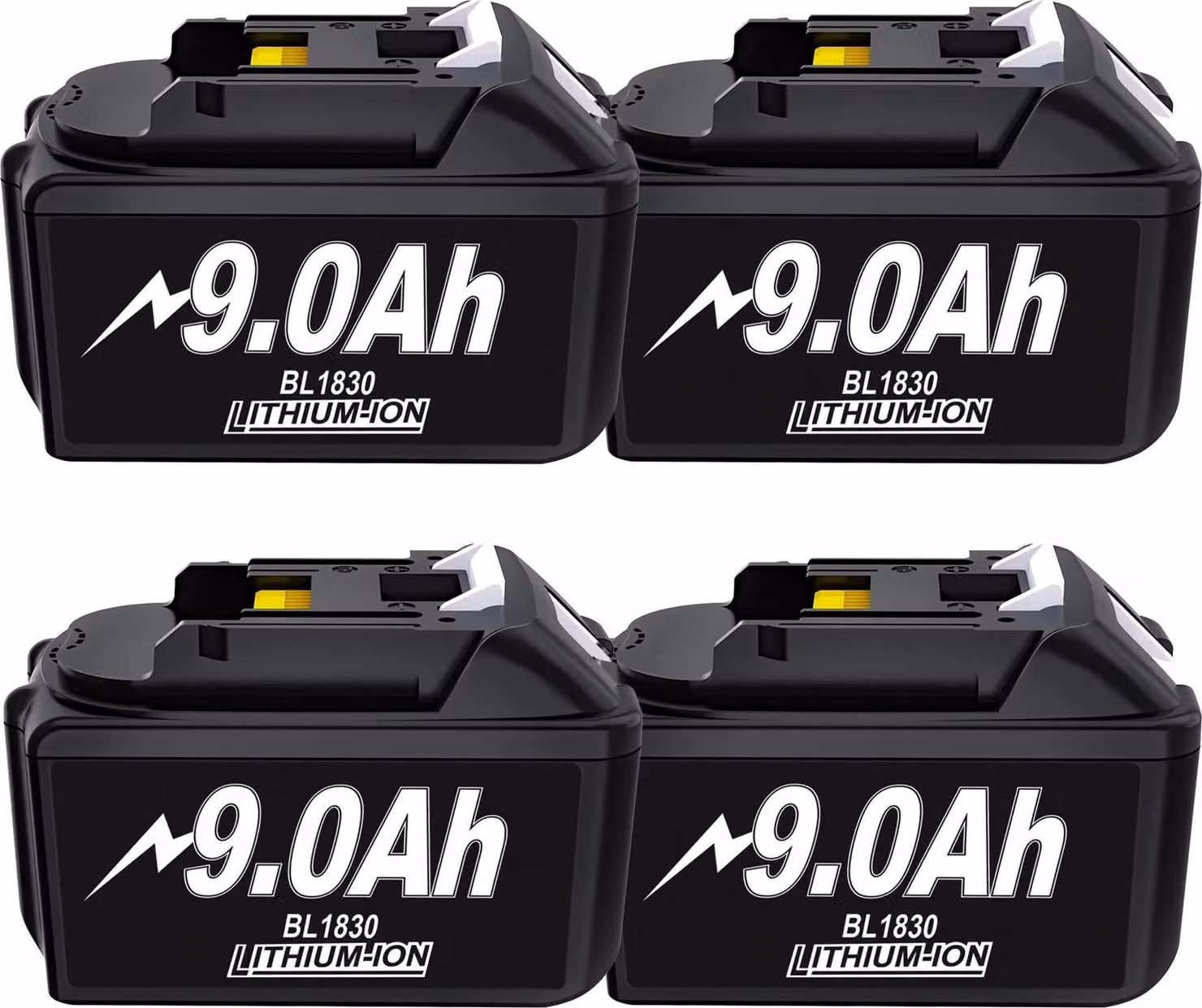 Batteria compatibile BL1830/BL1860, per utensili Makita 18V, 18650 Li-Ion 9,0Ah, confezione da 4 pezzi, Avorio
