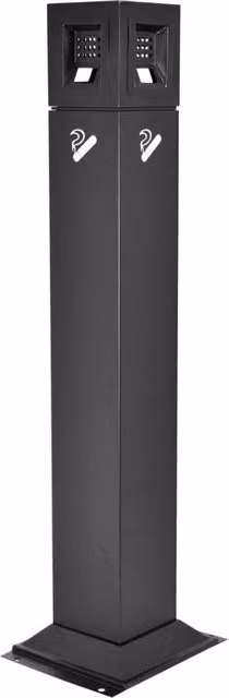Posacenere a Colonna GIORDANOSHOP in Metallo Nero Opaco con Secchiello Interno Rimovibile da 3L, L/P/H: 30,5 x 24,7 x 106,3 cm – 1