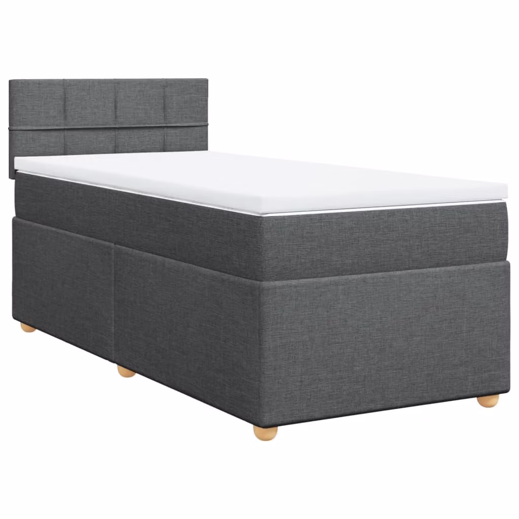 Giroletto a Molle con Materasso Grigio Scuro 100x200 cm Tessuto