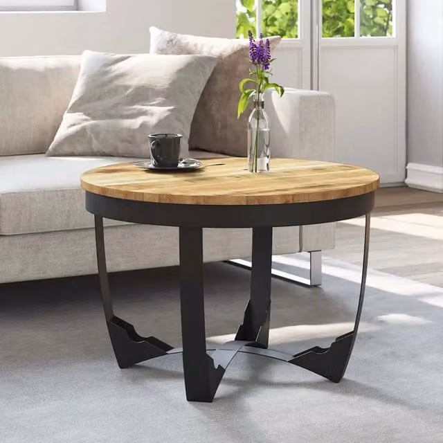 Tavolino da salotto vidaXL in legno di mango e metallo, colore marrone, L: 60 cm, P: 40 cm – 1
