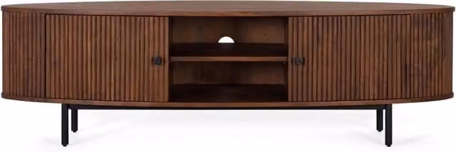 Mobile TV Giner y Colomer in legno di acacia e metallo, stile industriale, colore marrone, L: 170 cm, P: 50 cm, H: 48 cm – 1