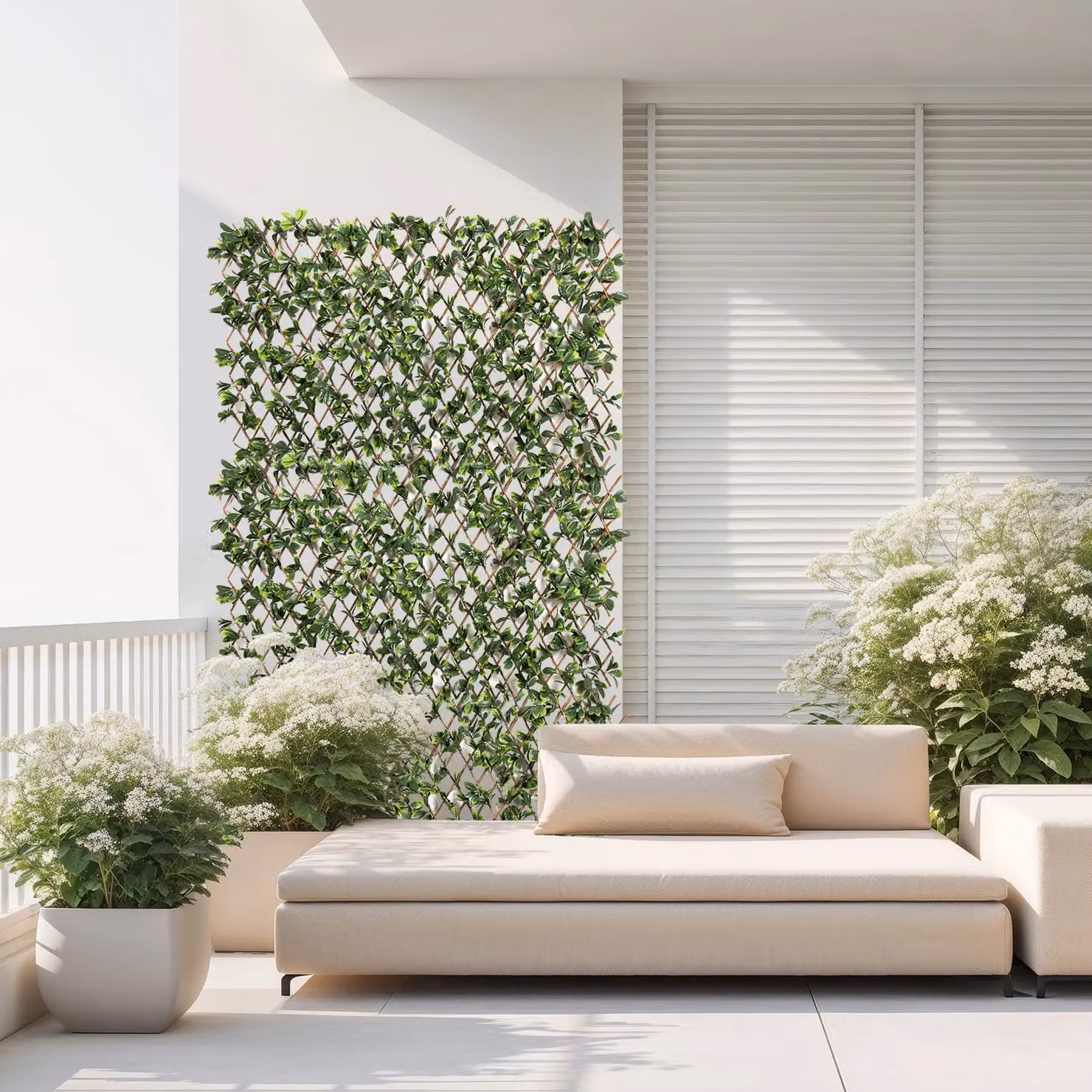 Siepe Artificiale Estensibile Foglie di Mirto Cerato Verde Vestiamo Casa Giardino H: 90 cm, L: 180 cm – 4